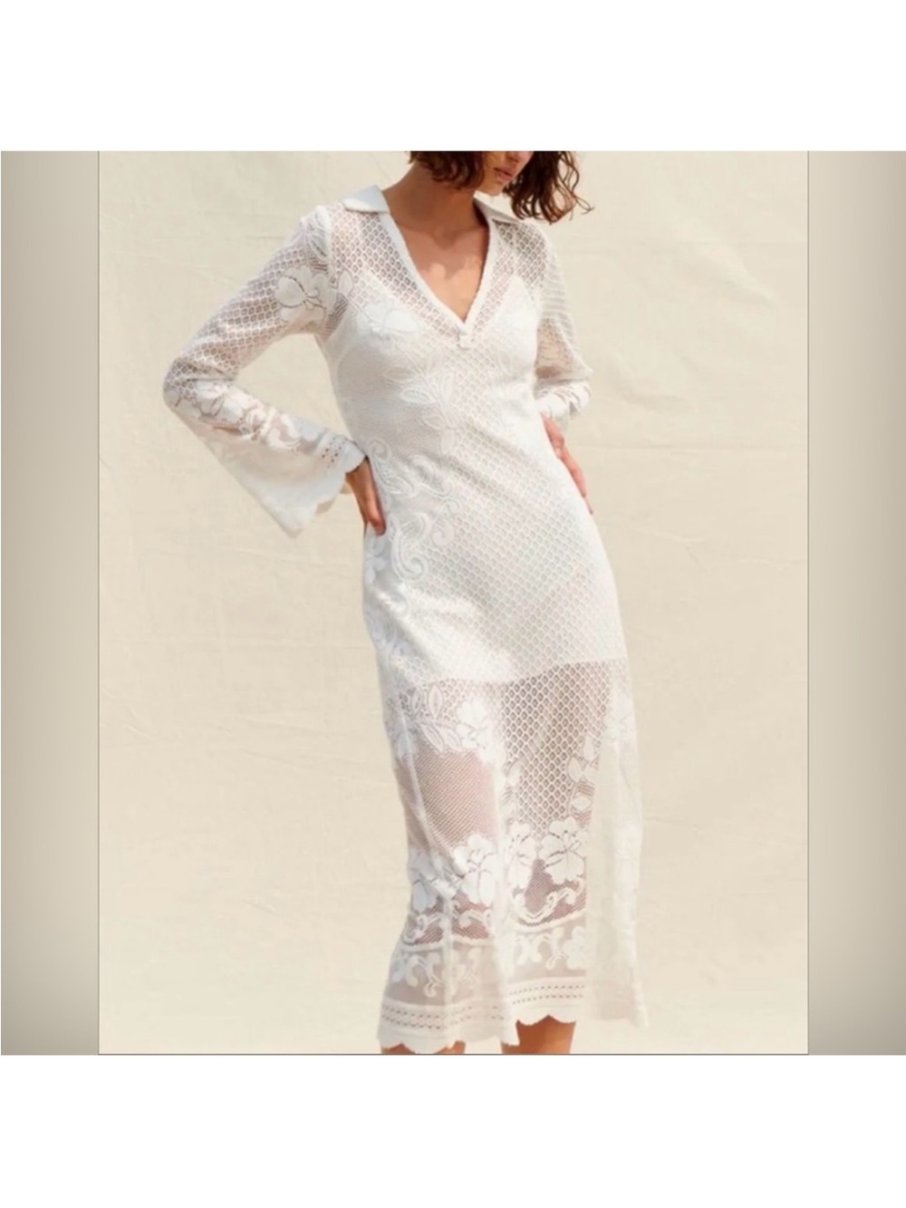 Free People White Saylor Sheer Lace Midi Dress
NWT Medium beach wedding cruise